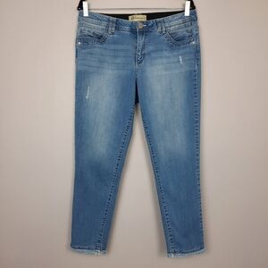 Democracy Ab Technology Light Wash Distressed Raw Hem Skinny Jeans size 12